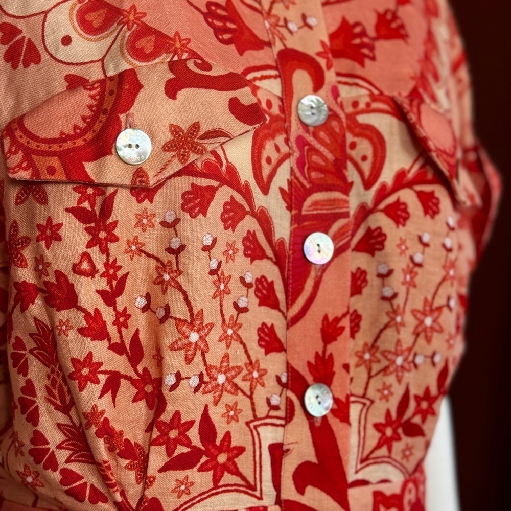 Farm Rio Jaipur Floral Paisley Linen Romper Size Medium - Picture 10 of 15